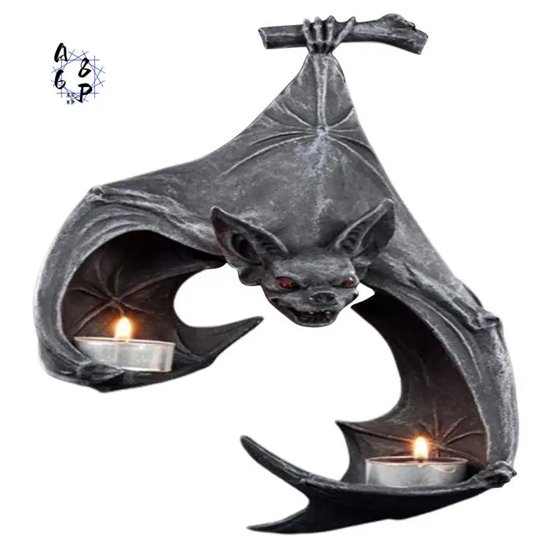 A68P-Photophore en résine suspendu pour jardin, sculptures artisanales, porte-bougie pour patio et véranda