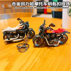 Cartoon Mini Motorcycle Key Chain Personality Alloy Simulation 3D Motorbike Couple's Small Gift Keychains Wholesale