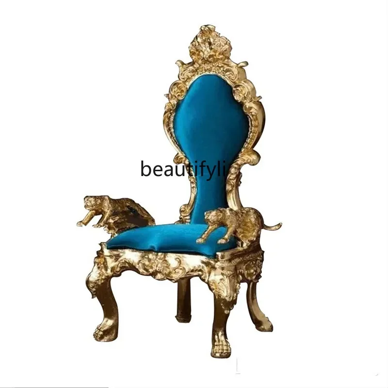 

European image chair princess stool hotel lobby decoration high back dining chair high-end king throne
