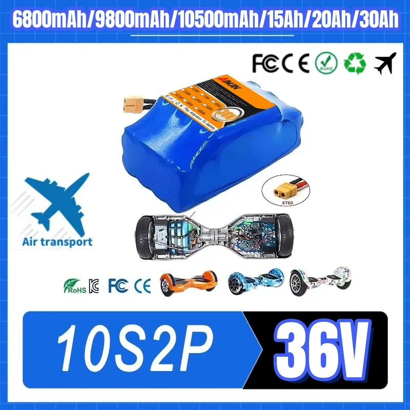 Original 36V 10.5Ah 10s2p Battery Packs Rechargeable Lithium Ion Battery for Electric Self Balancing Scooter HoverBoard Unicycle
