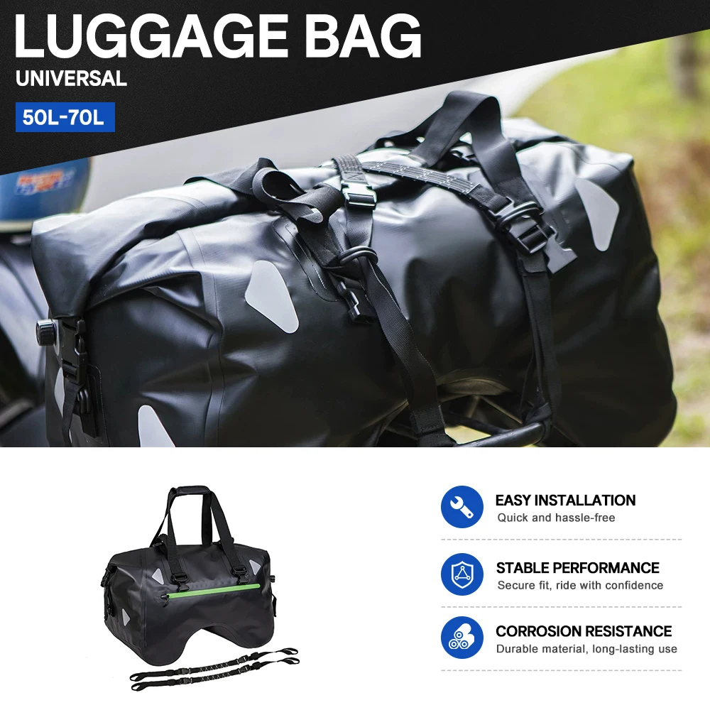 Universal Motorcycle Luggage Bag Waterproof Bag for Motorbike U-shaped TPU Material 50L 70L Large Capacity Motorcycle  Bags