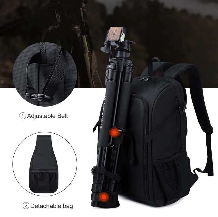 Großer Wasserdichter Fotografie-Kamerarucksack mit Regenschutz für Canon, Nikon, Sony, Pentax - Geeignet für Video-Stativ und DSLR – Detail 12