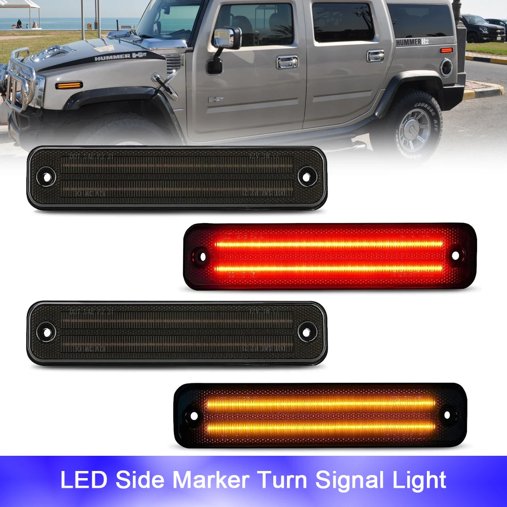 

For 2003-2009 Hummer H2 Canbus Front Rear LED Side Bumper Marker Turn Signal Lights Car Styling Indicator Amber Red OEM#25952319