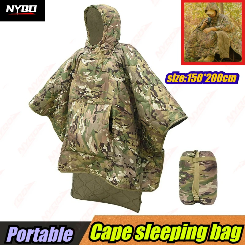 Outdoor Thermal Camouflage Sleeping Bag Cape Type Portable Mountaineering Camping Travel Emergency Sleeping Bag