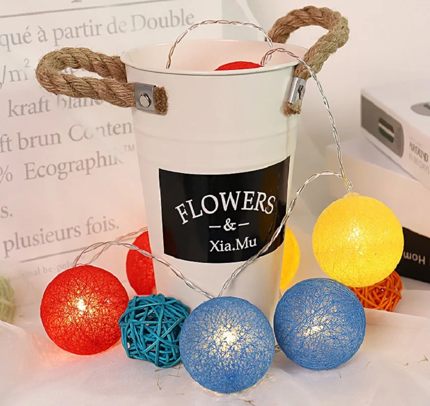 10 leds bolas de algodão luzes led fada guirlanda bola luz para casa quarto criança festa natal jardim iluminação do feriado decoração