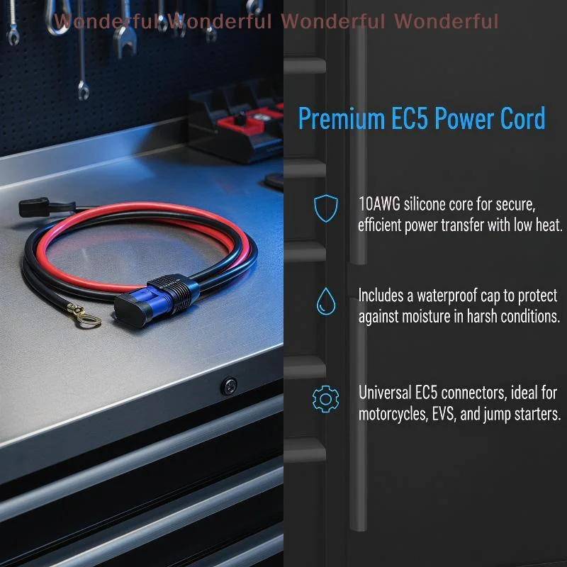 100W EC5 Motorcycle Emergency Start Wire High-power 10AWG Silicone Line EC5 Male Female Plug To O-type Terminal Connection Cable