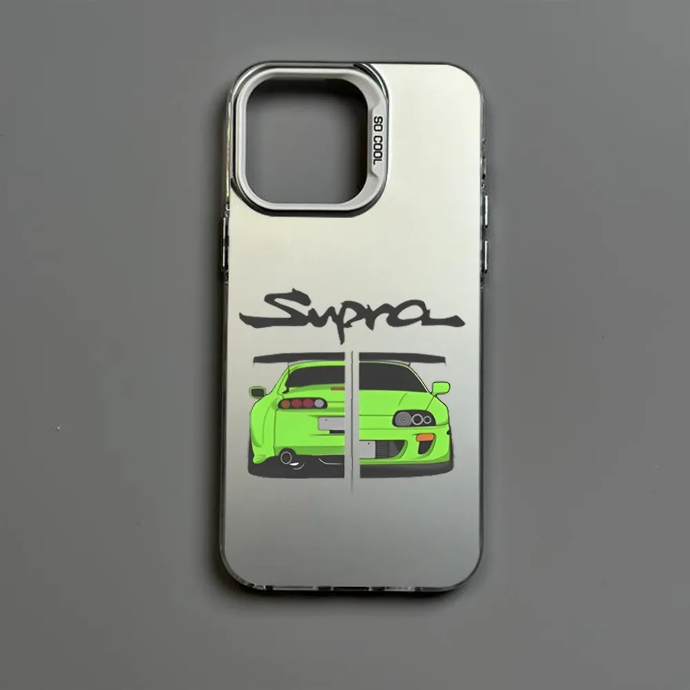 Cool JDM Car Phone Case IMD Color Silver Shell For IPhone 16 15 14 13 12 Pro Max Plus