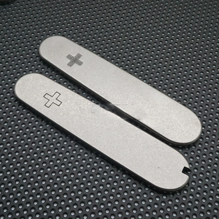 Titanium Alloy Stonewashed Scale Titanium TC4 Patch for 91mm Swiss Army Knife Mod