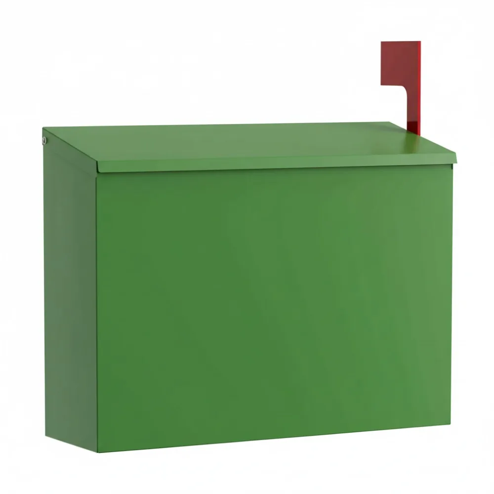 

Large Capacity Wall Mount Mailbox with Stay-Open Lid & Red Flag, Weatherproof Galvanized Steel Post Box for Outdoor House Use