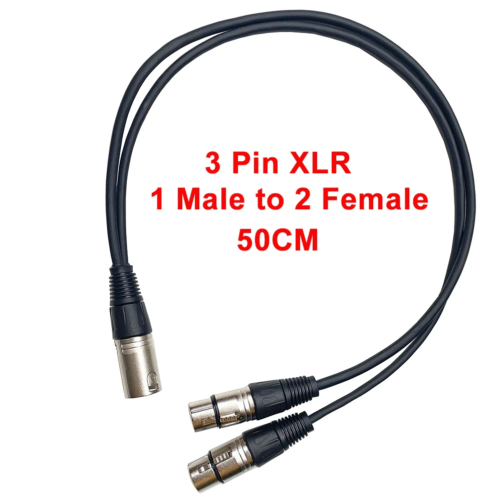 50CM 3-Pin XLR Splitter 1 Male Plug To Dual 2 Female Jack Y Splitter Audio Cable Adapter For Microphone Accessory High quality
