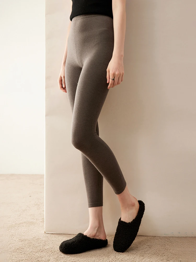 Pantaloni da donna di alta qualità 100% cashmere Legging Pantaloni elastici morbidi di base Autunno Inverno Pantaloni legging lavorati a maglia in cashmere Caldi e comodi