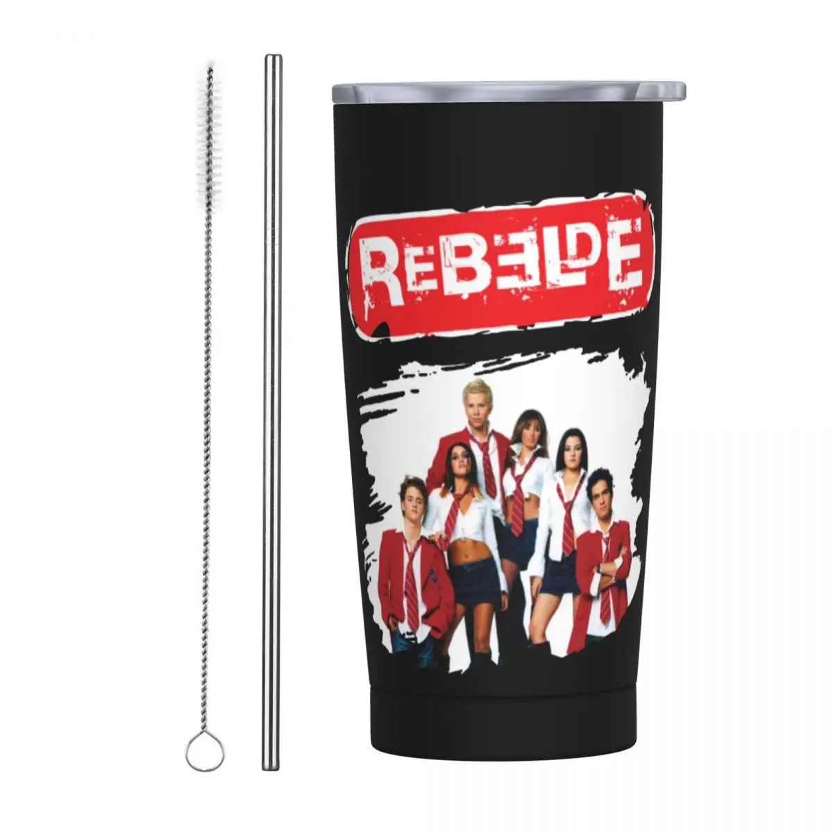 Rebelde Rbd bicchiere messicano da 20 once tazza da caffè da viaggio con isolamento sottovuoto con coperchio e cannuccia tazza da tè per frullato in