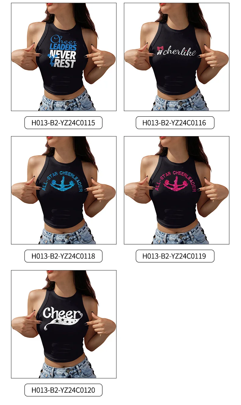 Nadanbao Damen Lustiges Buchstabendruck Crop Top Sommer Sexy Schlankes Ärmelloses Shirt Mode Y2K Schwarze Kurze Weste Tägliches Casual Sport Top – Detail 10
