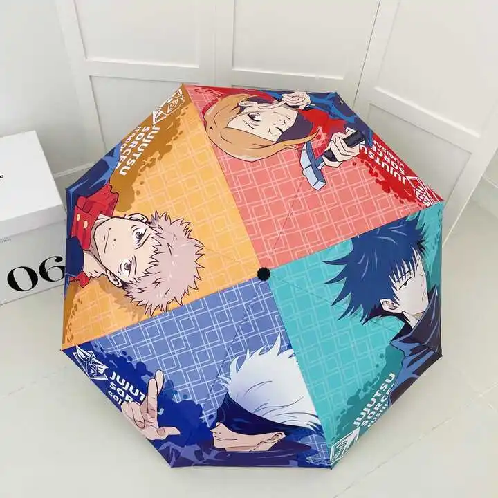 

Anime Jujutsu Kaisen Cosplay Cartoon Send Friend Sunshade Windproof Sunscreen Fold Full-automatic Umbrella Xmas Birthday Gift