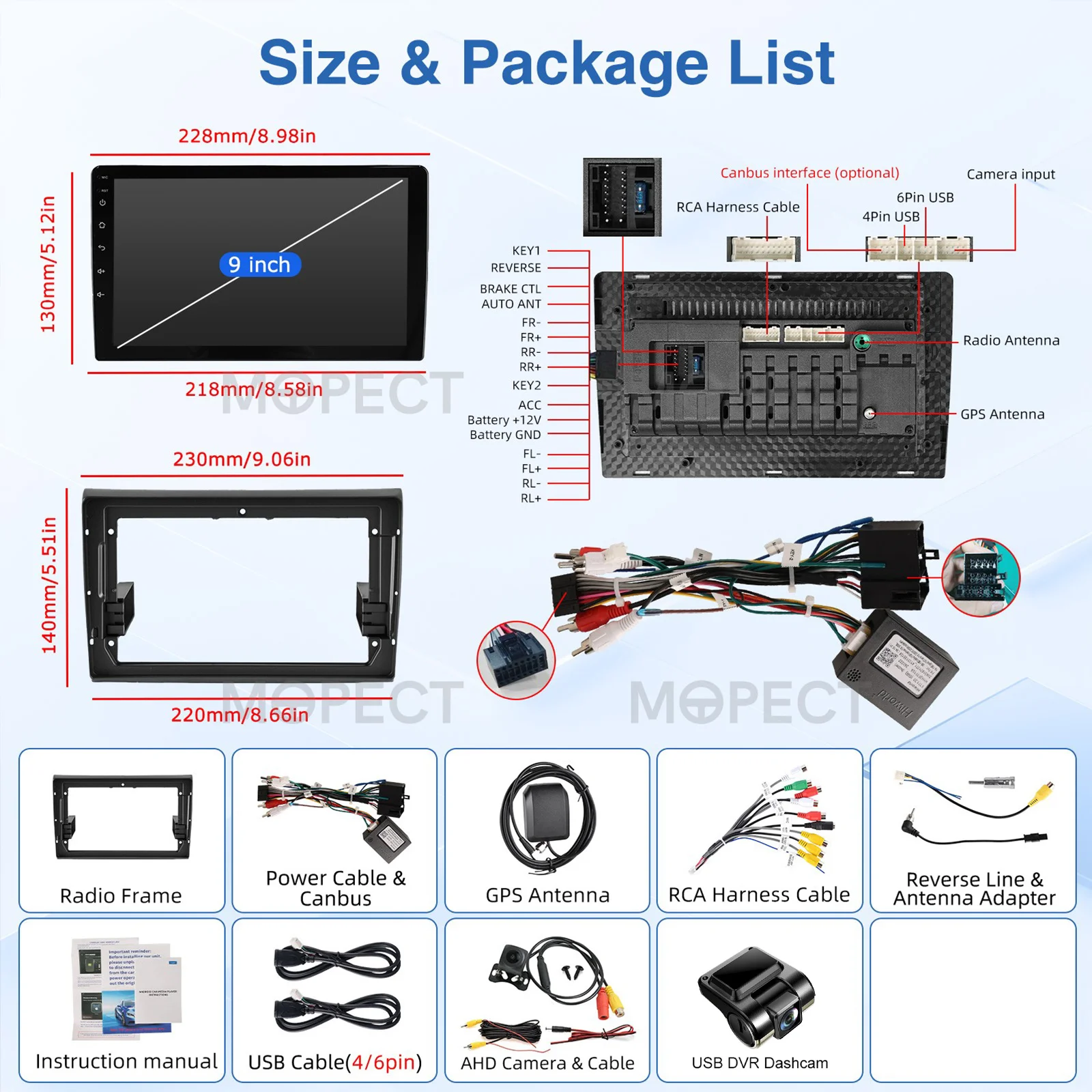 MOPECT Android 15 Autostereo Draadloze CarPlay Android Auto Radio 4+64G GPS Navigatie RDS Wifi Voor Fiat Bravo 2007 2008 2009 2010-2012