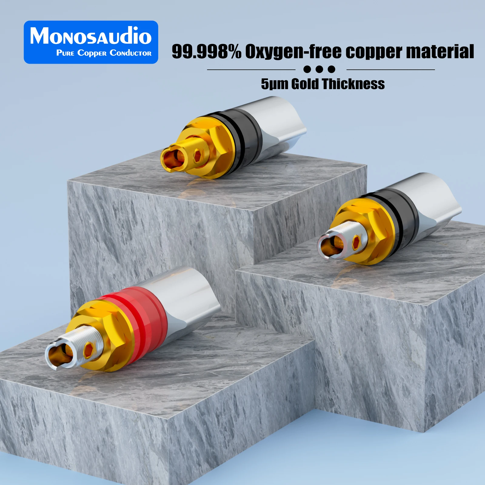 Monosaudio النحاس النقي الذهب والروديوم مطلي ملزمة آخر محطة ملزمة آخر الموز المتكلم التوصيل جاك لمكبر للصوت