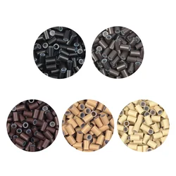 500Pcs Copper Hair Beads 4.0 * 2.8* 6.0 mm Silicone Lined Micro Rings Links Beads for I-tip Hair Extensions