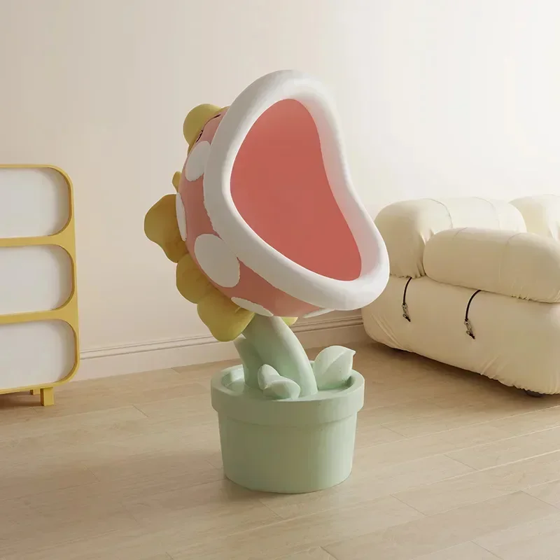 

Home Decor Sofa Side Table Big Mouth Flower Large Floor Storage Snacks Ornament Bedroom Decoration Nightstand Furniture Shipping