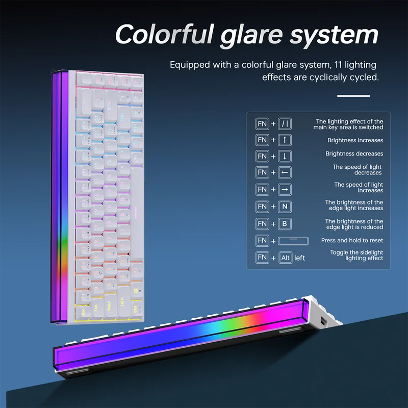 Ajazz NACODEX Nk68 Small Configuration Wired Connection Mechanical Keyboard 68 Key Layout Colorful Dazzling Light Game Keyboards