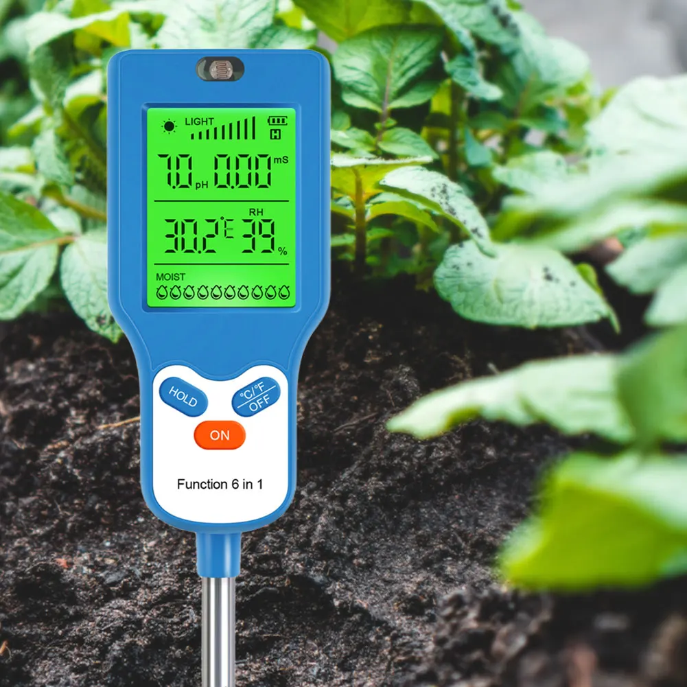 6 في 1 جهاز اختبار التربة الرقمي الخصوبة/درجة الحرارة/الرطوبة/أشعة الشمس/الرطوبة/مقياس درجة الحموضة مقياس اختبار التربة للنباتات المنزلية حديقة الحديقة المزرعة #3