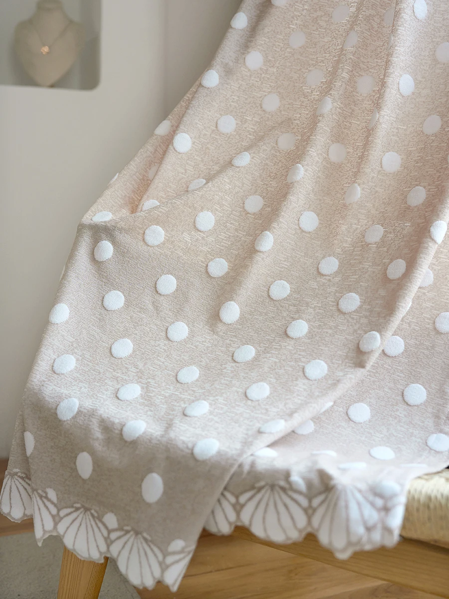 Polka Dot Cream Living Room Cortinas Decorative Flocking Polka Dot Bedroom Cortina Cute Room Window Curtains Girls Curtain 커튼 IG