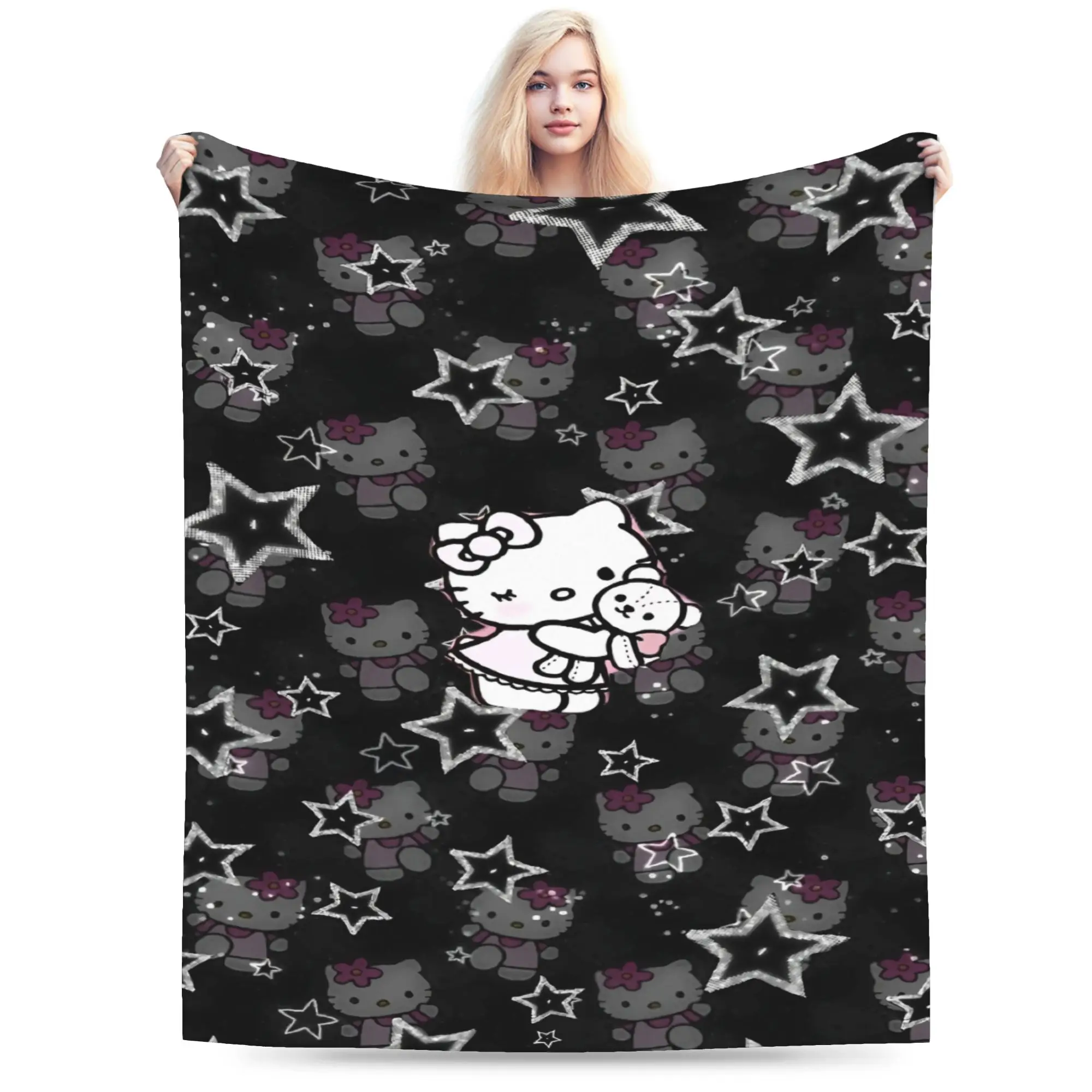 ستار خربش مرحبا كيتي الفانيلا بطانية دافئة لينة رمي بطانية للأريكة كرسي السفر الجدة المفرش أريكة غطاء سرير