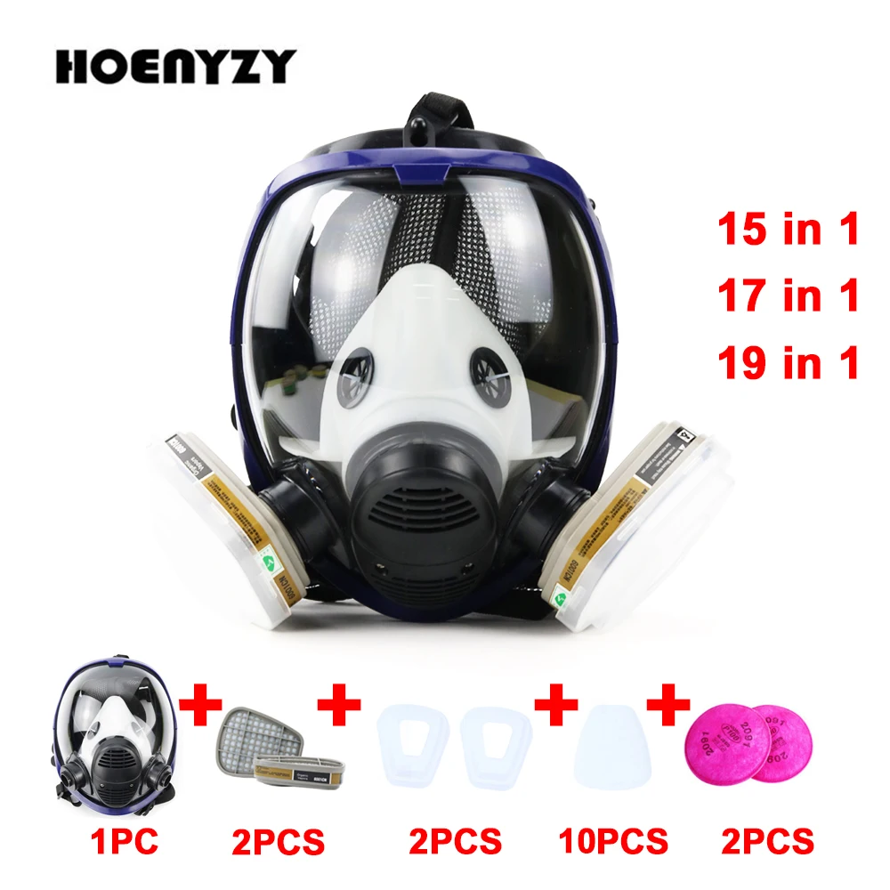 15/17 in 1 Chemical Gas Mask 6800 Dustproof Respirator Anti-Fog Full Face Filter 6001 Welding Spray Paint Pesticide