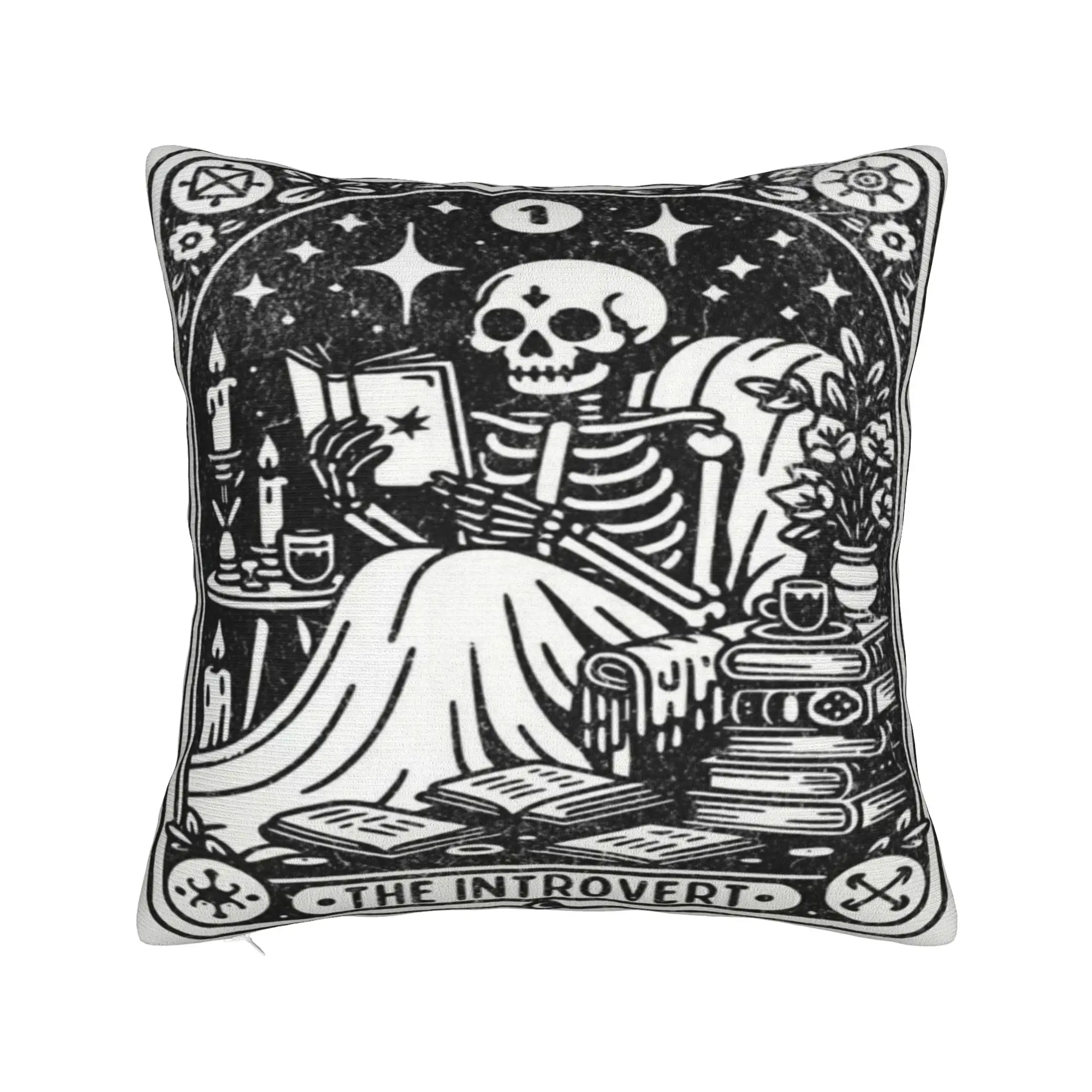 Introvert Skeleton Halloween Pillow Cover  Fashion Pillow Case For Wedding Party Home Decor Soft Pillowcases Birthday Gift