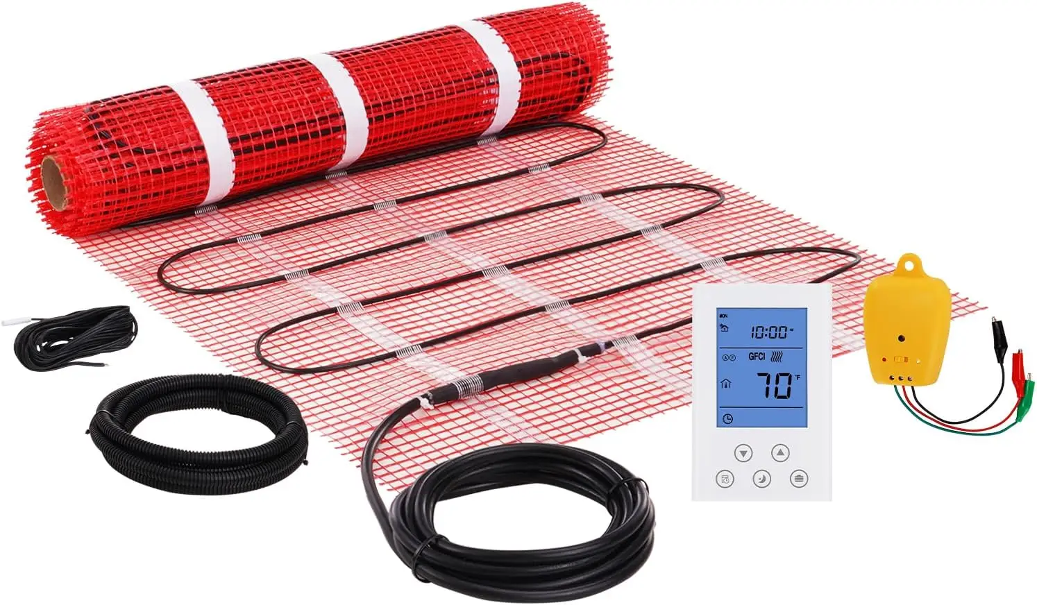 Floor Heating Mat, 20 Sq. ft, Electric Radiant in-Floor Heated Warm System with Digital Floor Sensing Thermostat, Includes Insta