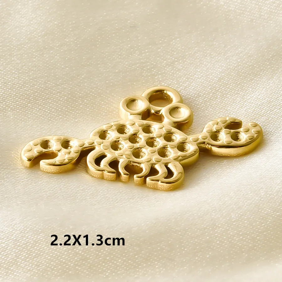 2/6 Stück echt vergoldete Anhänger mit Meeresmotiven, Emaille-Wellen, Seepferdchen, Schildkröte, Edelstahl-Charms für die Schmuckherstellung, Schlüsselanhänger, Großpackung – Detail 19