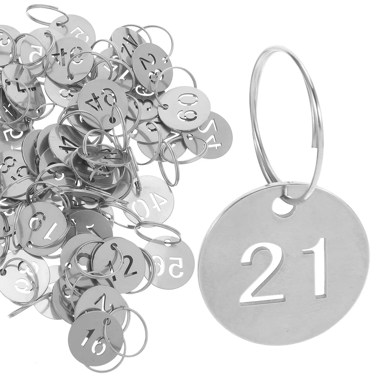 60Pcs Metal Number Tags Hollow Stainless Steel Round Key Tags for Locker Keys Event Id Team Organization Numbered Markers Labels