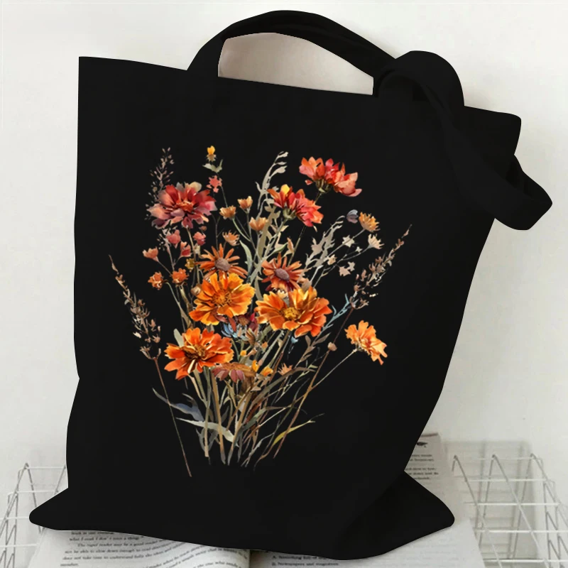 

Floral Wildflowers Tote Bags for Women Trendy Canvas Tote Large Capacity Shopping Handbag Best Gift for Her Book Storage Clutch