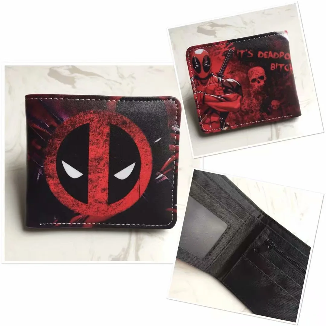 Anime Deadpools series superhero coin purse cartoon full color printing men and women short card holder coin wallet