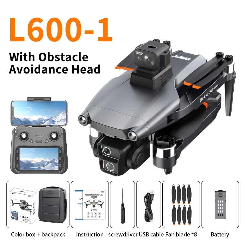 Nieuwe L600-1 GPS Drone Professionele 8K Camera Antenne FPV Borstelloos Obstakel vermijden met Groot Scherm Afstandsbediening Opvouwbare Dron - afbeelding 1
