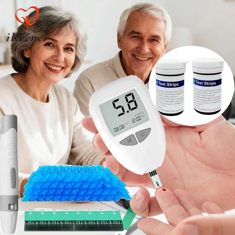Medidor de Glicose no Sangue, Kit de Glicose com Teste Rápido em 5s, com Tiras de Teste de Glicose e Lancetas para Monitoramento de Açúcar no Sangue em Casa