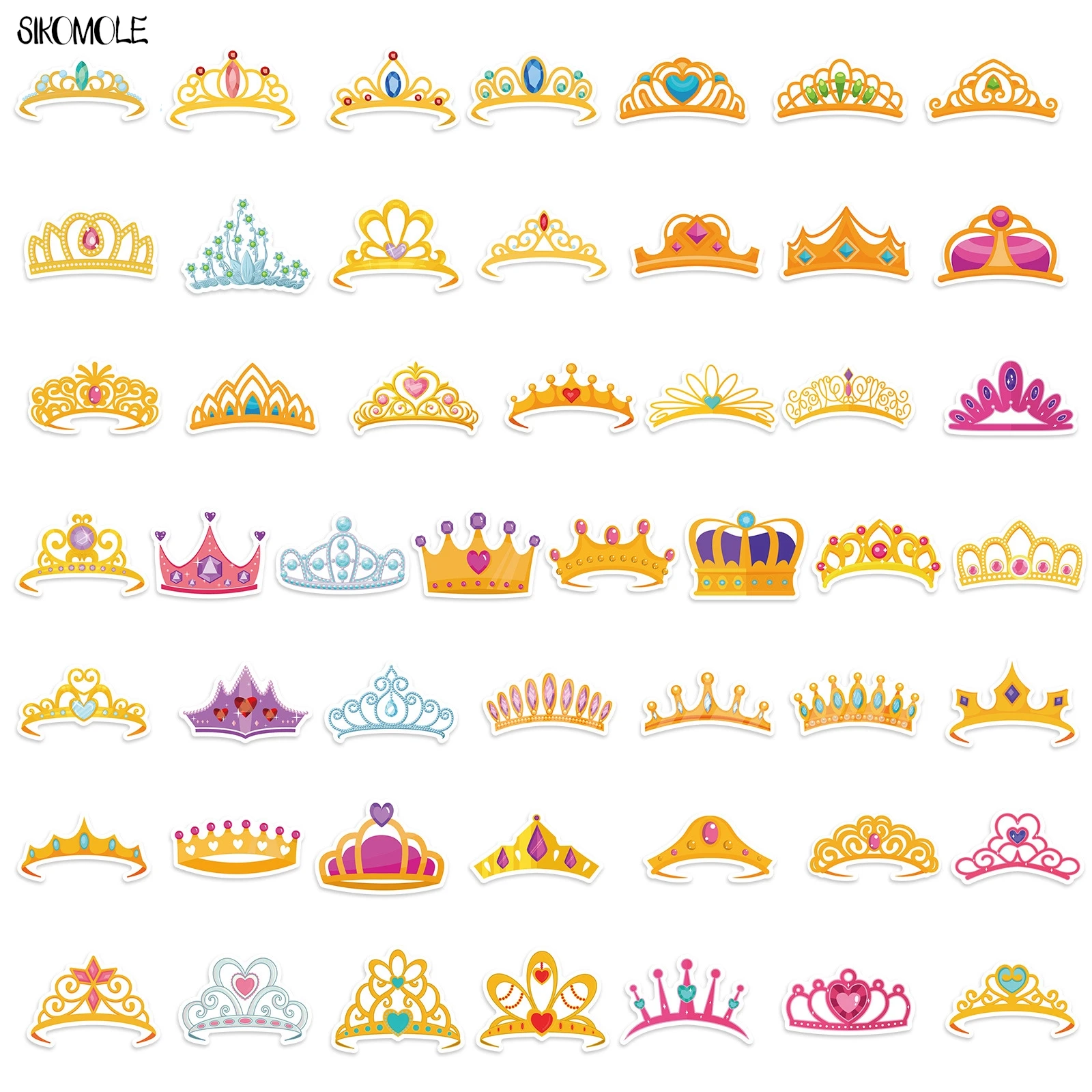 Cartoon Fairy Tale Crown Castle Adesivo, Laptop DIY, Bagagem, Skate, Graffiti Adesivos, Decalques, Kid Brinquedos Presente, Kawaii DIY, 10 Pcs, 50 Pcs, 100Pcs