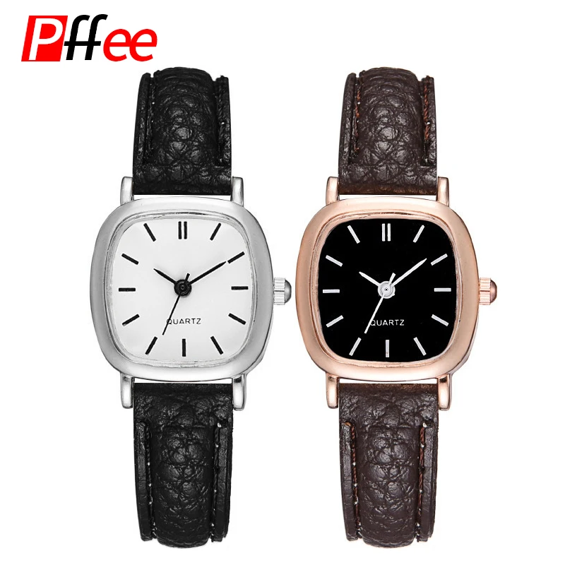 

Pffee Vintage Watches for Women Accessories Silver Rose Gold Quartz Wrist Watch Ladies Fashion Simple reloj hombre Gifts