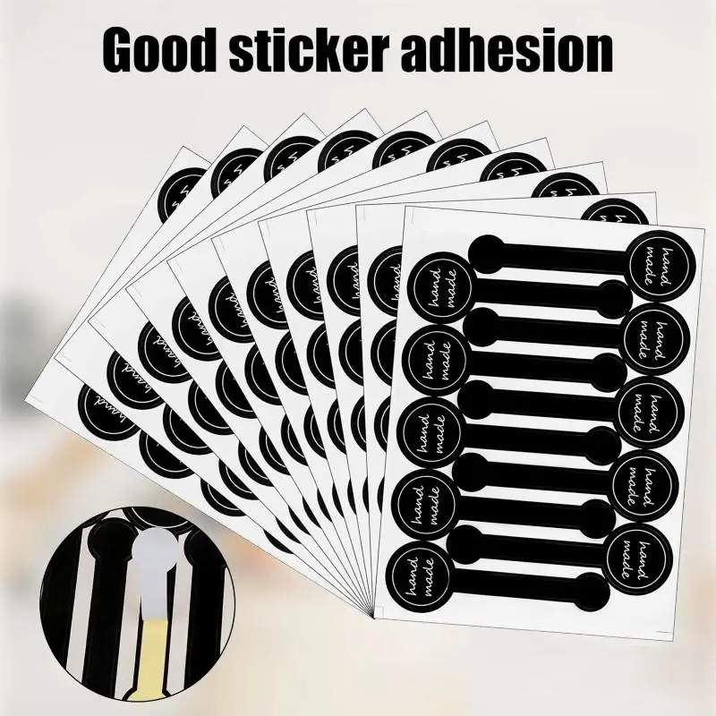 50 Sheets Black Hand Made Sealing Stickers With Strong Adhesion Perfect For Gift Wrapping Baking Packaging DIY Craft