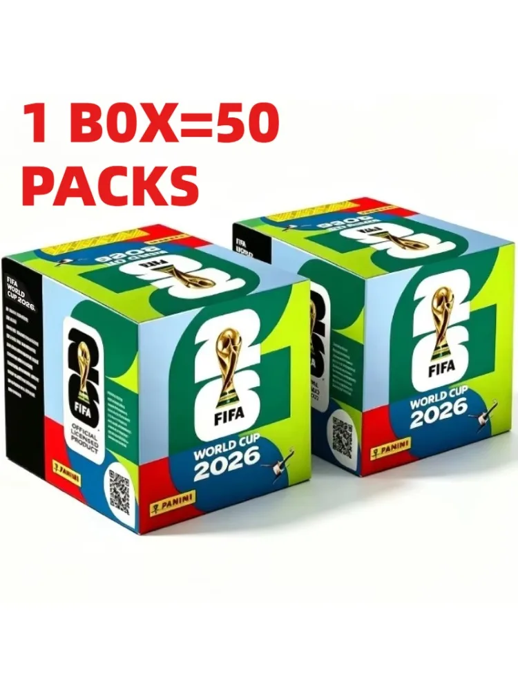Panini 2026 Weltmeisterschaft Aufkleberbox Fußball Sammlerstücke Spieler-Aufkleber 50 Packungen Komplettes Album Geschenk für Jugendliche Fußballfans