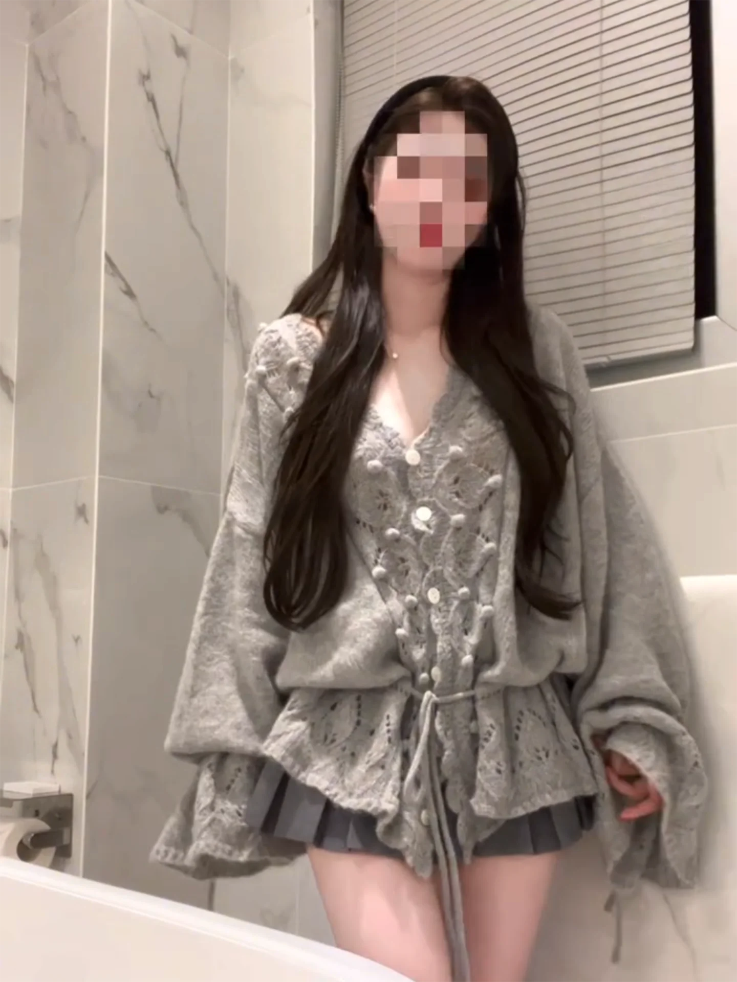 ay الجوف خارج طويل Sve V-Ne سترة المرأة الحلو لطيف عقدة Faionable محبوك irt الخريف الكورية Sle #3