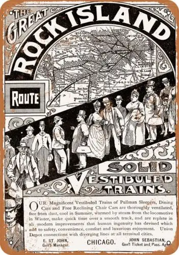 Metal Sign - 1882 Rock Island Railroad Chicago - Vintage Look Reproduction