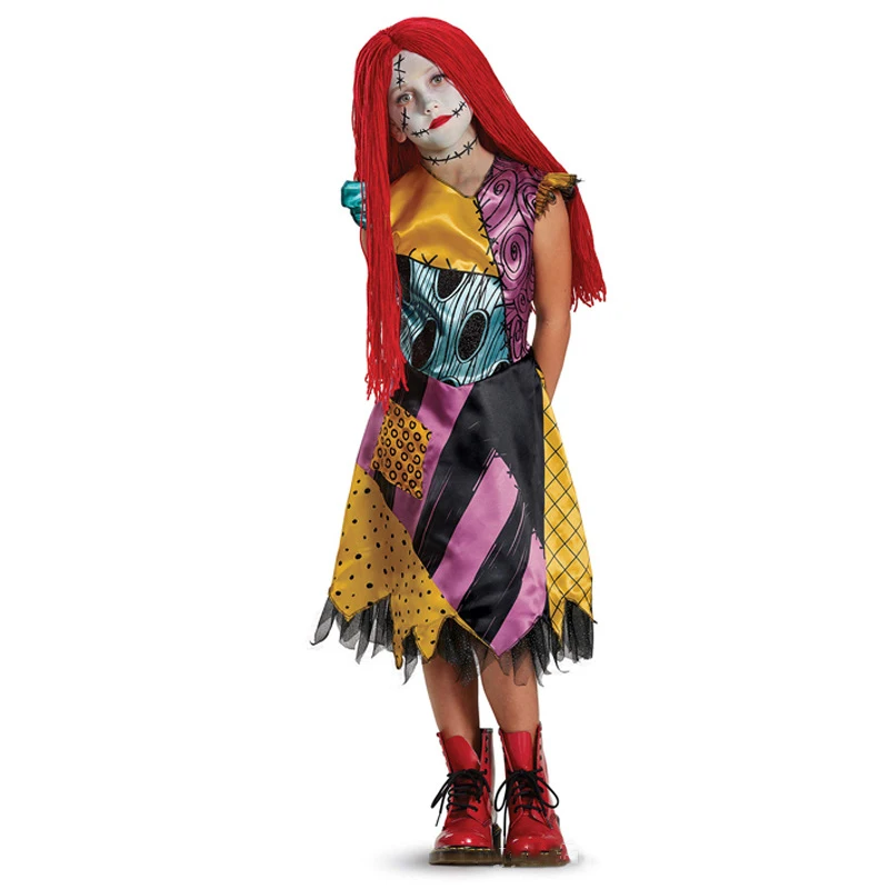 Girls Halloween Little Red Riding Hood Costume Nightmare Before Christmas Sally Bat Witch Tulle Dress Kids Cosplay Party Clothes