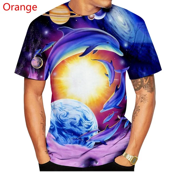 

Aesthetic Hipster Men Women T Shirts 3D Printed Novelty Creative Fashion Ocean Dolphin men women Casual short sleeves shirt