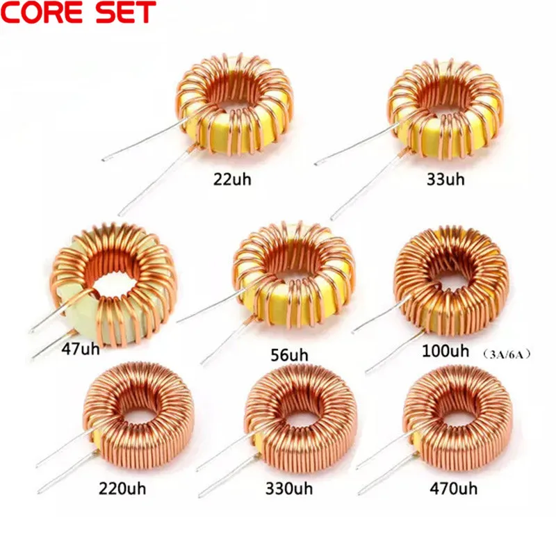 5 piezas Toroid Inductor 3A bobinado magnético inductancia 22uH 33uH 47uH 5647uH 100uH 220uH 330uH 470uH Inductor para LM2596