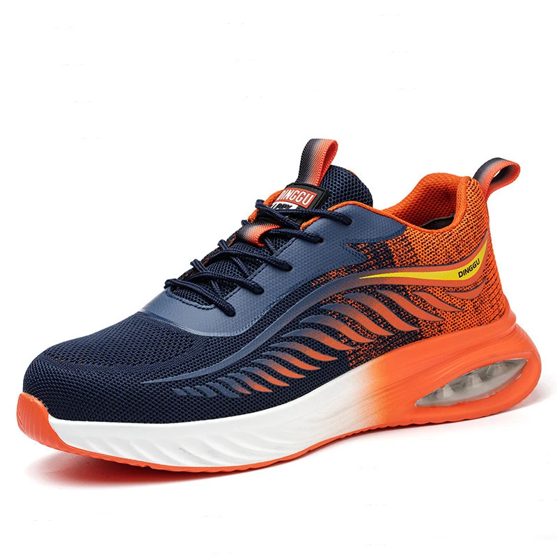 men's casual breathable steel toe cap work safety shoes worker air cushion sneakers summer security boots protective footwear
