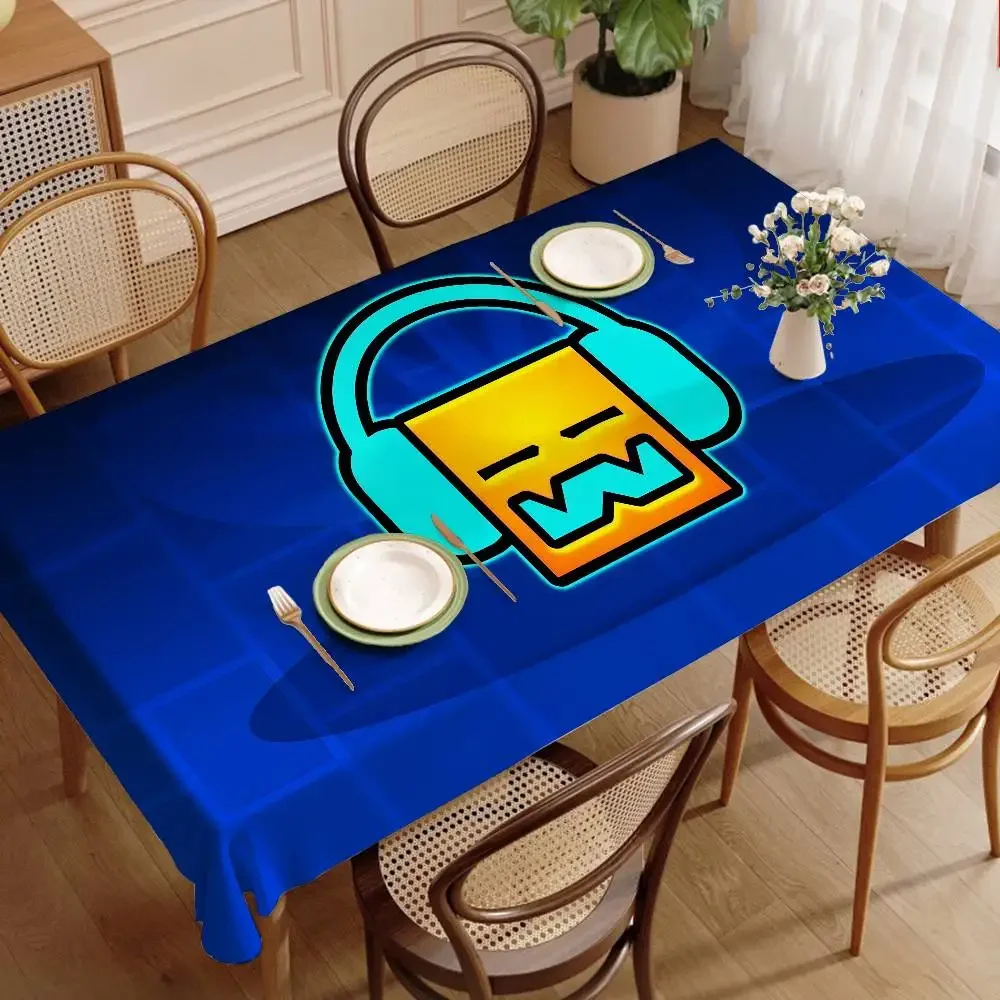 Geometry Dash Video Game Tablecloth Table Cover Christmas Picnic Party Birthday Wedding Waterproof Desk Cloth Table Decor