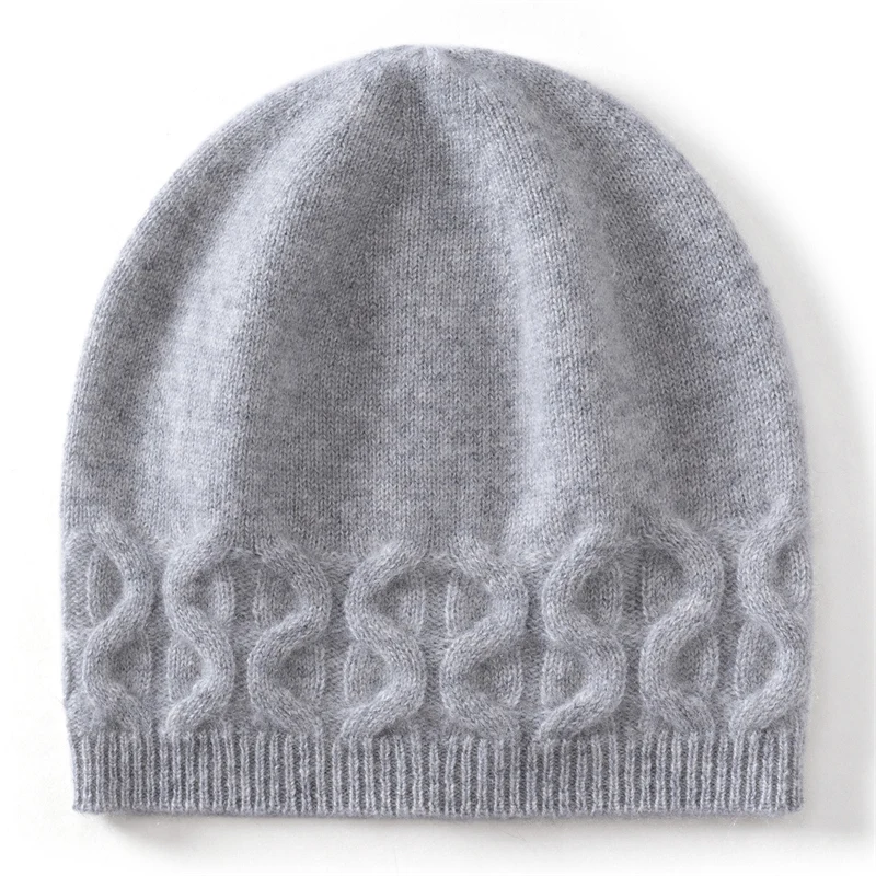 Winter Solid Color Cashmere Knitted Hat Fashionable Winter Women's Thick Warm Jacquard Soft Glutinous Outdoor Cold Proof Cap