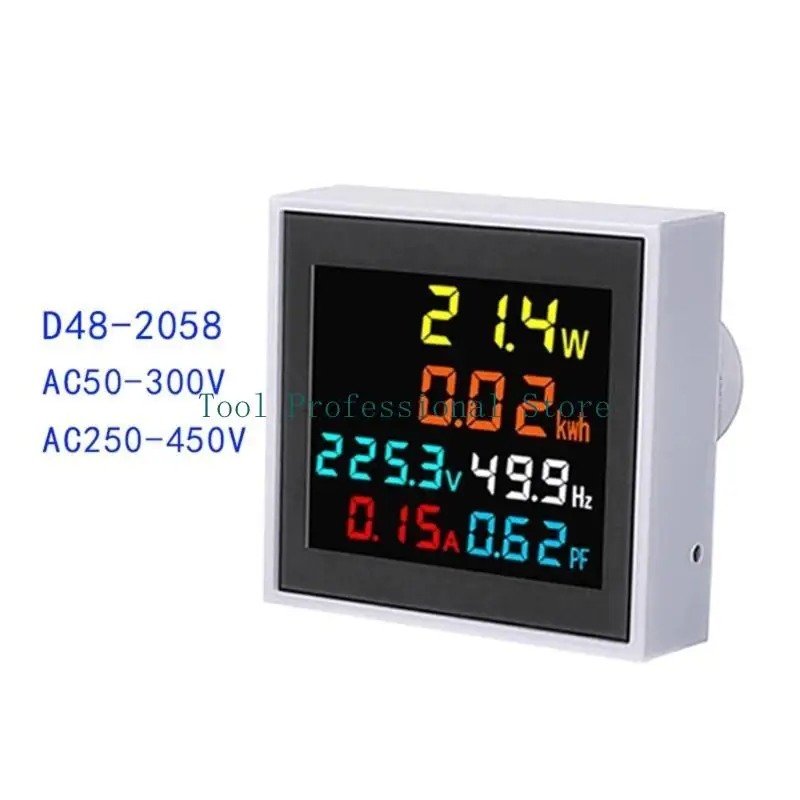 57QF Digital Voltmeter Ammeter Electric Energy Monitors Watt kWh Meter Power Factor