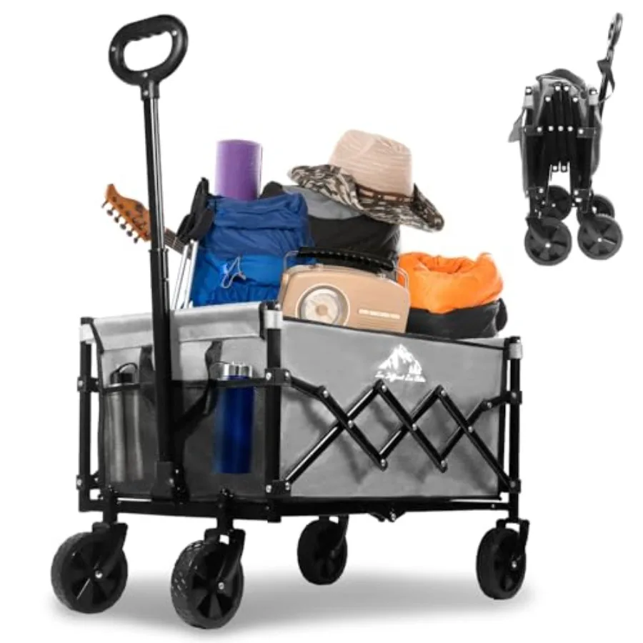 

Collapsible Wagon 352LBS Capacity, Foldable Large Wagons Carts, Heavy Duty Outdoor Folding Wagon with All-Terrain Wheels, Utili