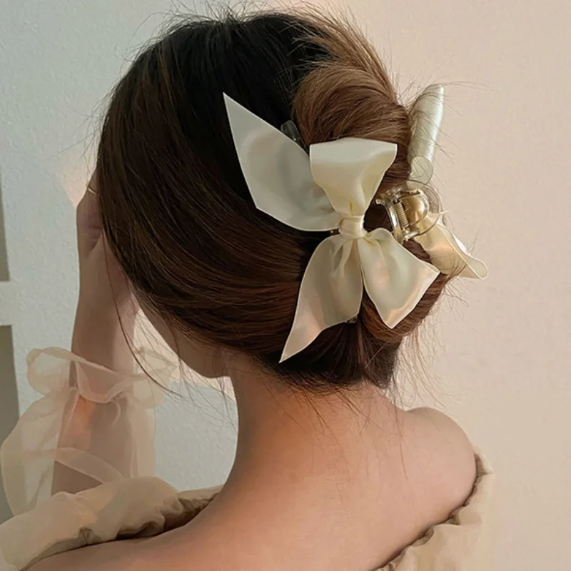 Bow Knot Hairpin Fabric Ribbon Girls Hair Accessories Hairpin Bowknot Hair Clip Ponytail Holder Shark Clip Barrettes Headwear